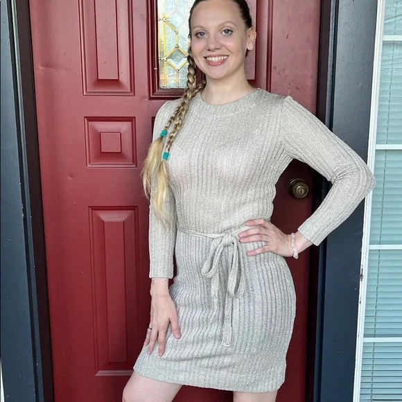 Vintage Dresses | 60s Silver Gray Body Hugging Knit Mini Dress Twiggy Style S/M | Color: Gray/Silver | Size: S | Modmusevintage's Closet